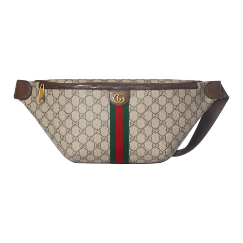GUCCI Ophidia Coated Fabric Fanny Pack Large Men's Beige & Dark Brown 839104-FAEOF-9745 L46cm W5cm H18cm