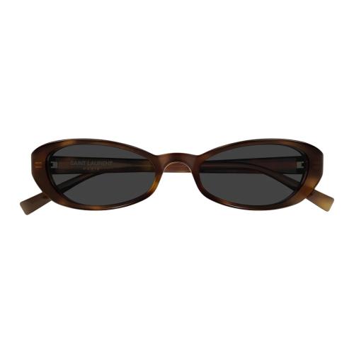 SAINT LAURENT Recycled Acetate Oval Sunglasses Women's Havana
