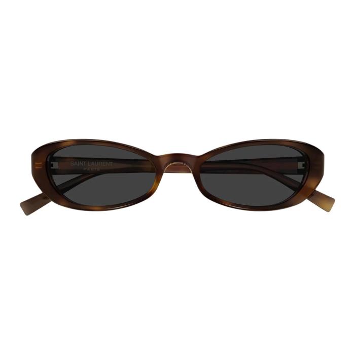 SAINT LAURENT Recycled Acetate Oval Sunglasses Women's Havana