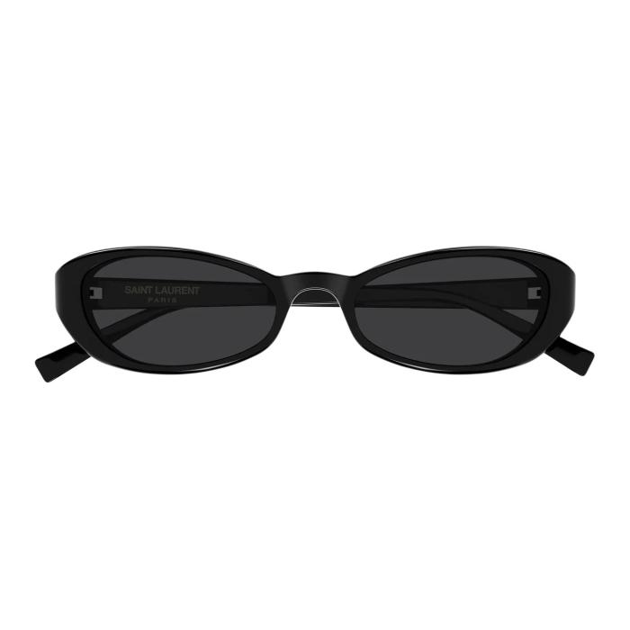 SAINT LAURENT Recycled Acetate Oval Sunglasses Women's Bright Black