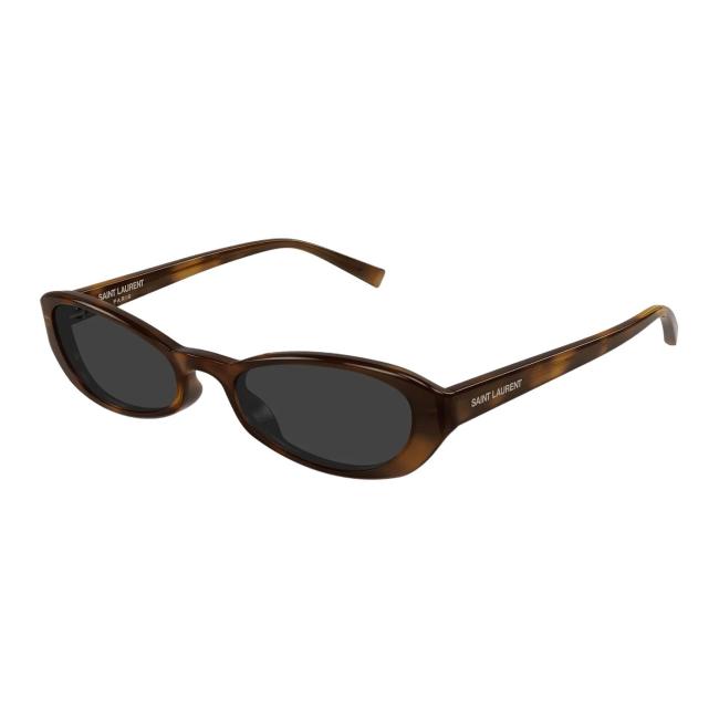 SAINT LAURENT Recycled Acetate Oval Sunglasses Women's Havana
