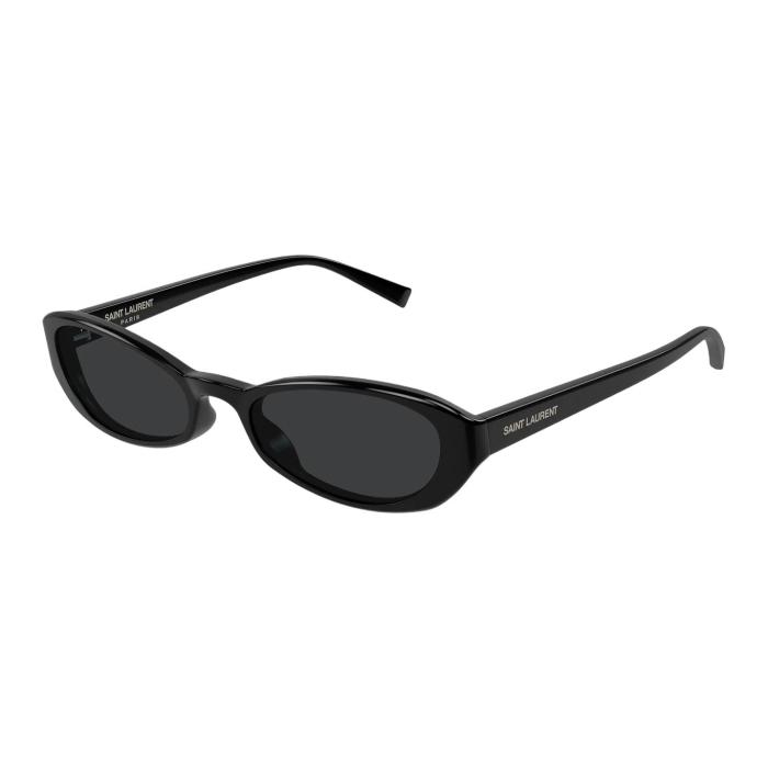 SAINT LAURENT Recycled Acetate Oval Sunglasses Women's Bright Black
