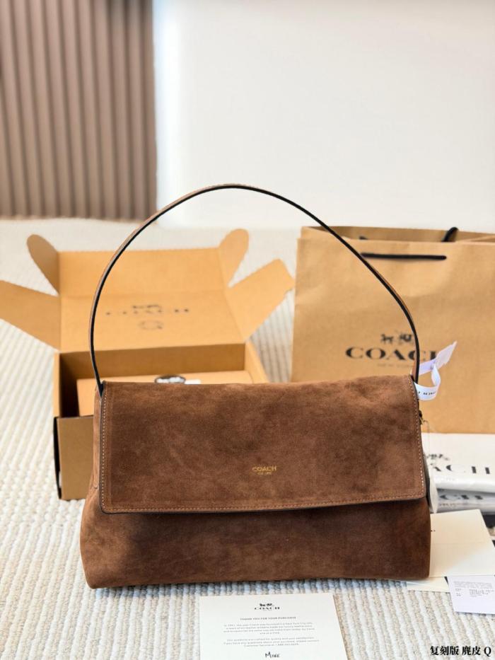 COACH Chelsea Cow Split Leather Shoulder Bag Large Women's Warm Brown CDS59-B4WBR size L30cm W12cm H18cm