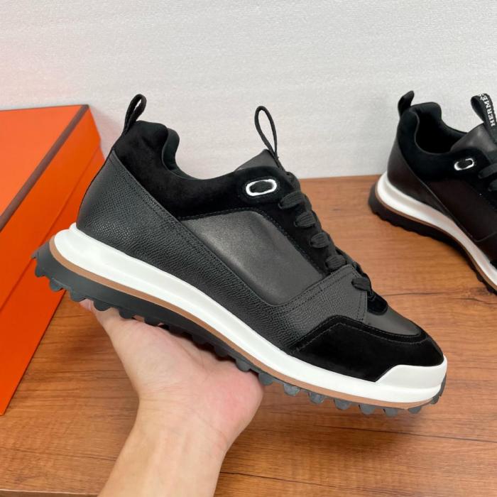 HERMES Leader Low top Casual Shoes Men's Black