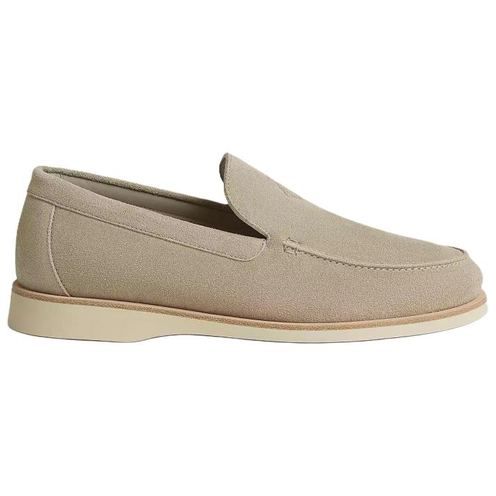 HERMES Low Calfskin Casual Leather Shoes Men's Beige