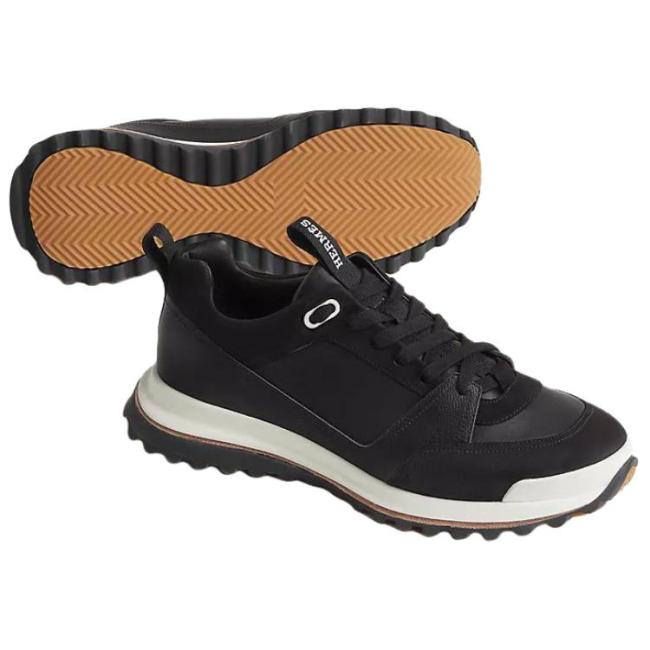 HERMES Leader Low top Casual Shoes Men's Black