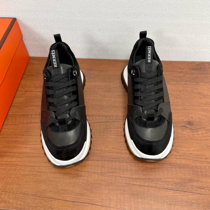 HERMES Leader Low top Casual Shoes Men's Black