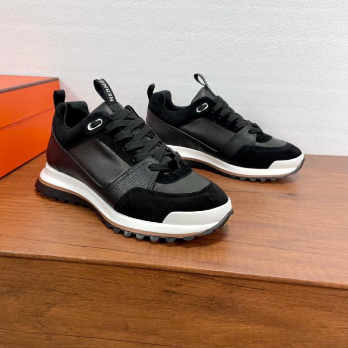 HERMES Leader Low top Casual Shoes Men's Black