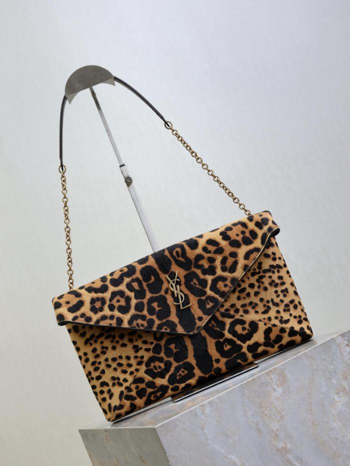 SAINT LAURENT Cassandre Sheepskin Shoulder Bag Large Women's Brown & Black 853610-AAFQT-2499 L28cm W5cm H17cm