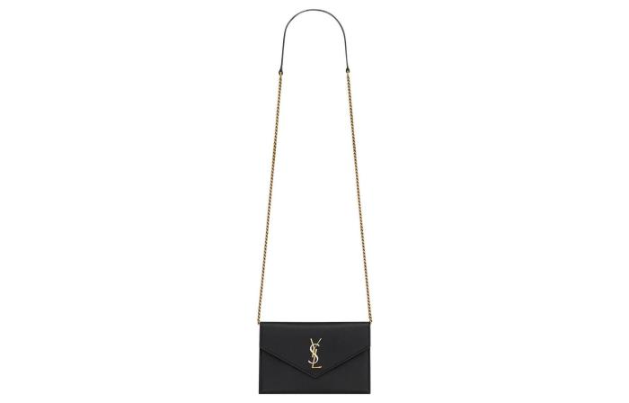 SAINT LAURENT Smooth Leather Envelope Bag, Wallet, Crossbody Bag, Shoulder Bag Women's Black 743050-AAB4K-1025 size L19cm W3.5cm H12.5cm
