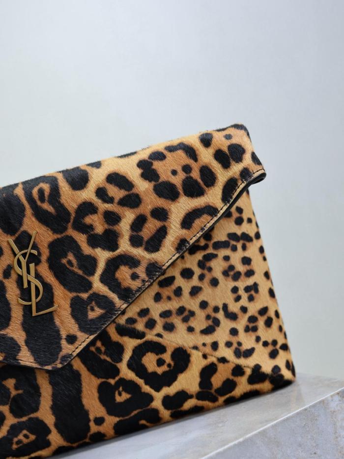SAINT LAURENT Cassandre Sheepskin Shoulder Bag Large Women's Brown & Black 853610-AAFQT-2499 L28cm W5cm H17cm