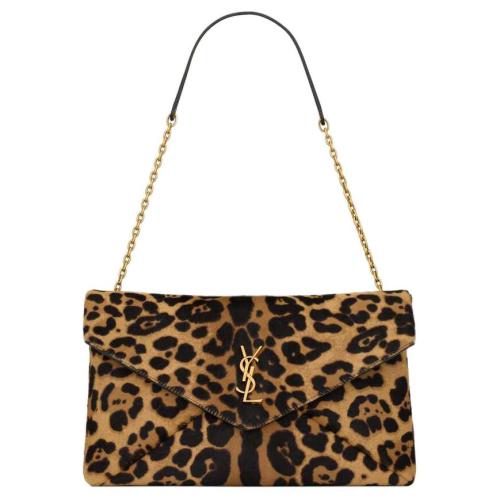 SAINT LAURENT Cassandre Sheepskin Shoulder Bag Large Women's Brown & Black 853610-AAFQT-2499 L28cm W5cm H17cm