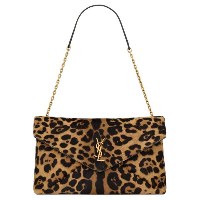 SAINT LAURENT Cassandre Sheepskin Shoulder Bag Large Women's Brown & Black 853610-AAFQT-2499 L28cm W5cm H17cm