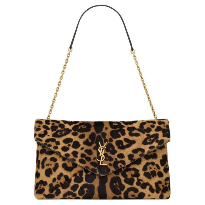 SAINT LAURENT Cassandre Sheepskin Shoulder Bag Large Women's Brown & Black 853610-AAFQT-2499 L28cm W5cm H17cm