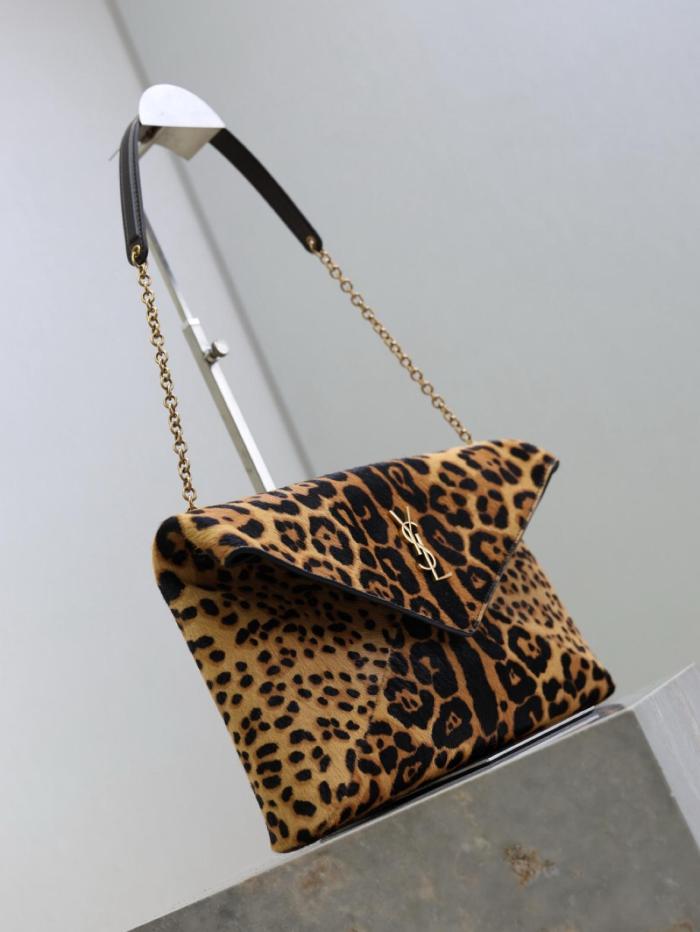 SAINT LAURENT Cassandre Sheepskin Shoulder Bag Large Women's Brown & Black 853610-AAFQT-2499 L28cm W5cm H17cm