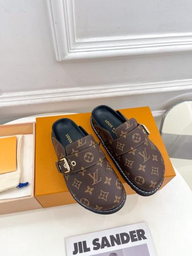 LOUIS VUITTON Closed Toe Slippers Women's Brown