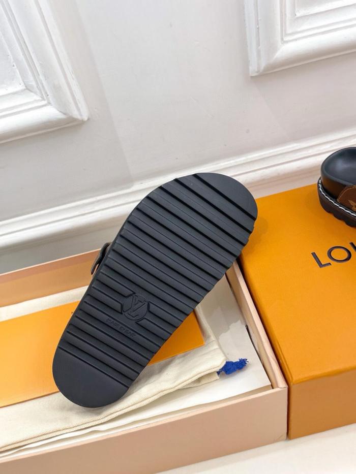 LOUIS VUITTON Closed Toe Slippers Women's Brown