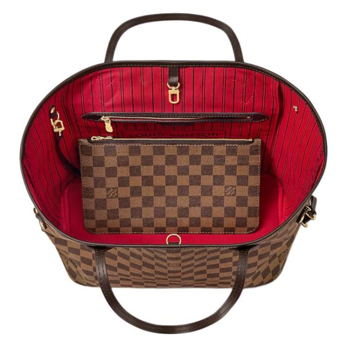LOUIS VUITTON Damier Ebene Coated Canvas Tote Bag, Shopping Bag, Handbag, Shoulder Bag Medium Women's Brown N40599 L31cm W14cm H28cm