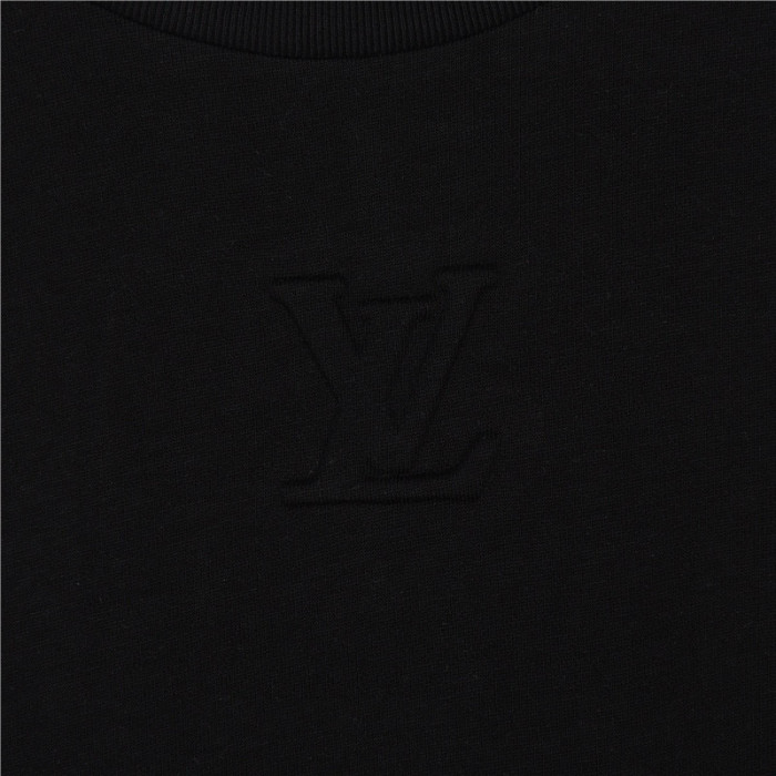 LOUIS VUITTON Men's Black Embossed Cotton Short-Sleeved T-Shirt (Regular Fit)