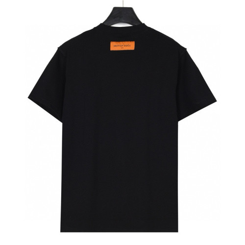 LOUIS VUITTON Men's Black Embossed Cotton Short-Sleeved T-Shirt (Regular Fit)