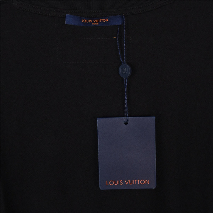 LOUIS VUITTON Men's Black Embossed Cotton Short-Sleeved T-Shirt (Regular Fit)