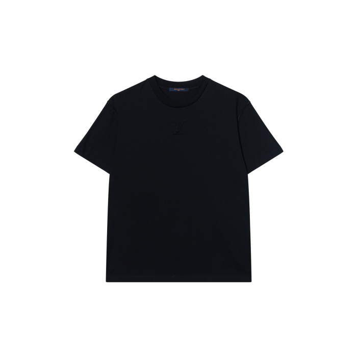LOUIS VUITTON Men's Black Embossed Cotton Short-Sleeved T-Shirt (Regular Fit)