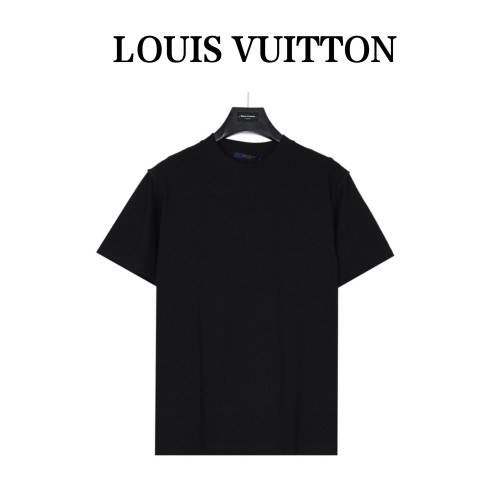 LOUIS VUITTON Men's Black Embossed Cotton Short-Sleeved T-Shirt (Regular Fit)