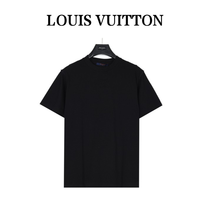 LOUIS VUITTON Men's Black Embossed Cotton Short-Sleeved T-Shirt (Regular Fit)
