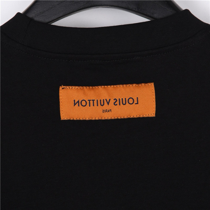 LOUIS VUITTON Men's Black Embossed Cotton Short-Sleeved T-Shirt (Regular Fit)