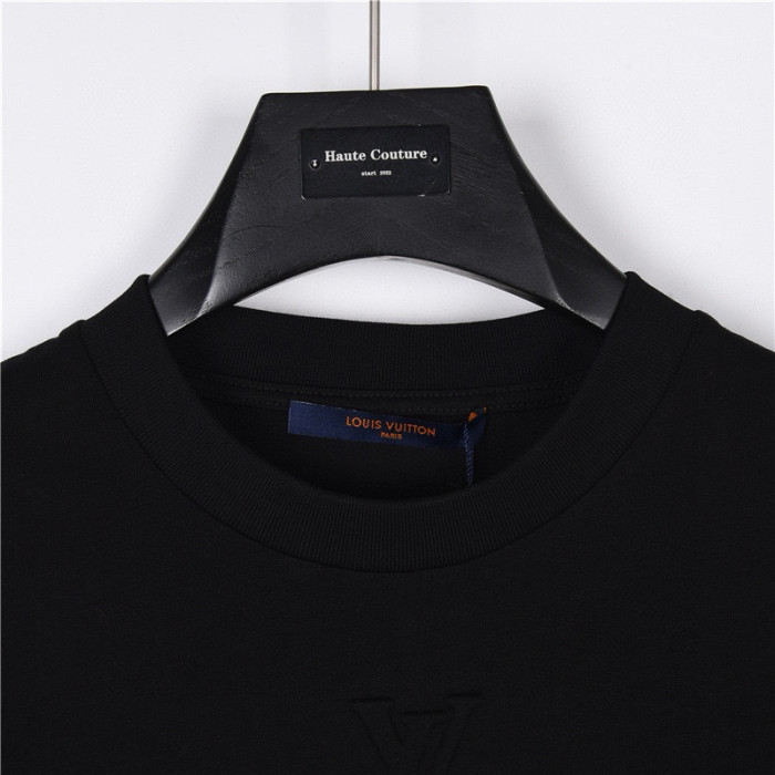 LOUIS VUITTON Men's Black Embossed Cotton Short-Sleeved T-Shirt (Regular Fit)