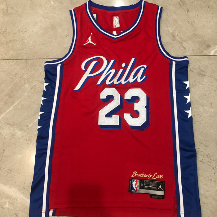 Jordan Philadelphia 76ers Basketball Jerseys Unisex Red V Neck Moderate