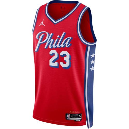 Jordan Philadelphia 76ers Basketball Jerseys Unisex Red V Neck Moderate