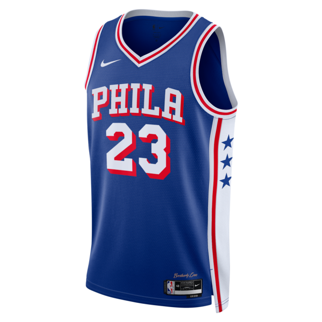 Nike Philadelphia 76ers Basketball Jerseys Unisex Royal Blue V Neck Moderate