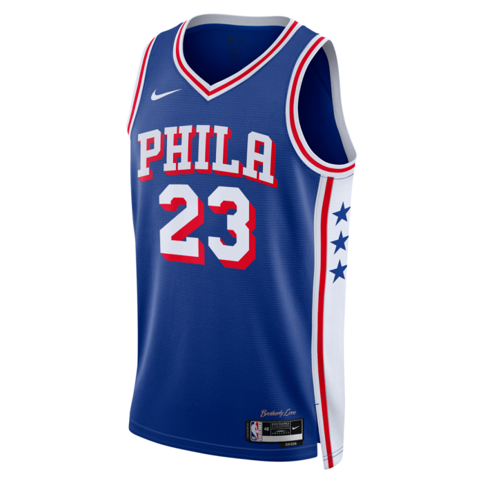 Nike Philadelphia 76ers Basketball Jerseys Unisex Royal Blue V Neck Moderate