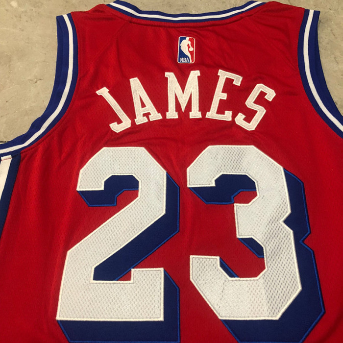 Jordan Philadelphia 76ers Basketball Jerseys Unisex Red V Neck Moderate