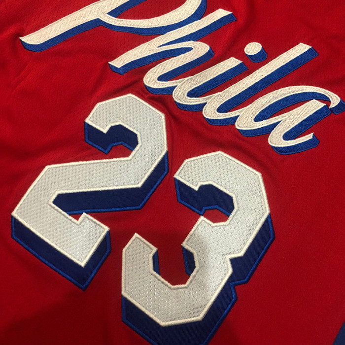 Jordan Philadelphia 76ers Basketball Jerseys Unisex Red V Neck Moderate