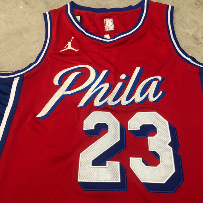 Jordan Philadelphia 76ers Basketball Jerseys Unisex Red V Neck Moderate