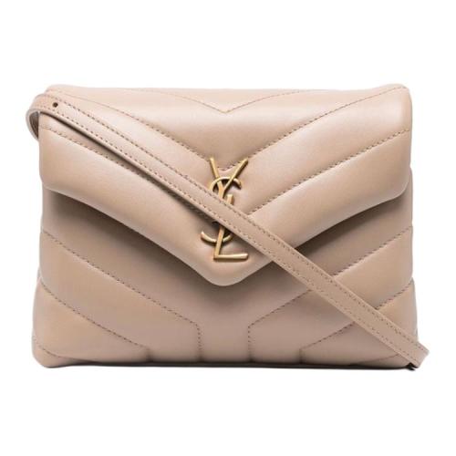 SAINT LAURENT Calfskin Shoulder Bag Women's Light Umber 678401-DV707-2721 L20ｃｍ W7.5cm H14cm