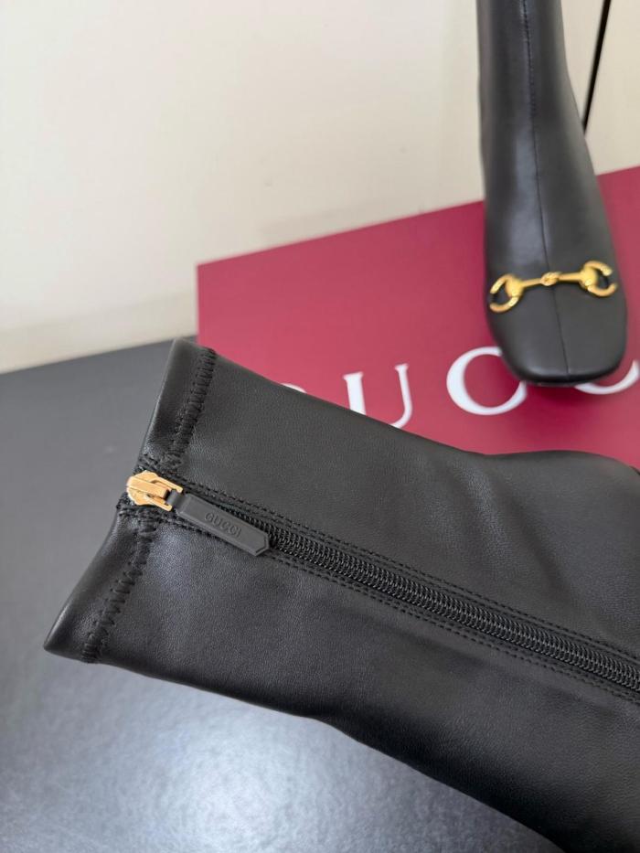 GUCCI La Familia Signora Leather Ankle Boots 5.5cm Women's Black