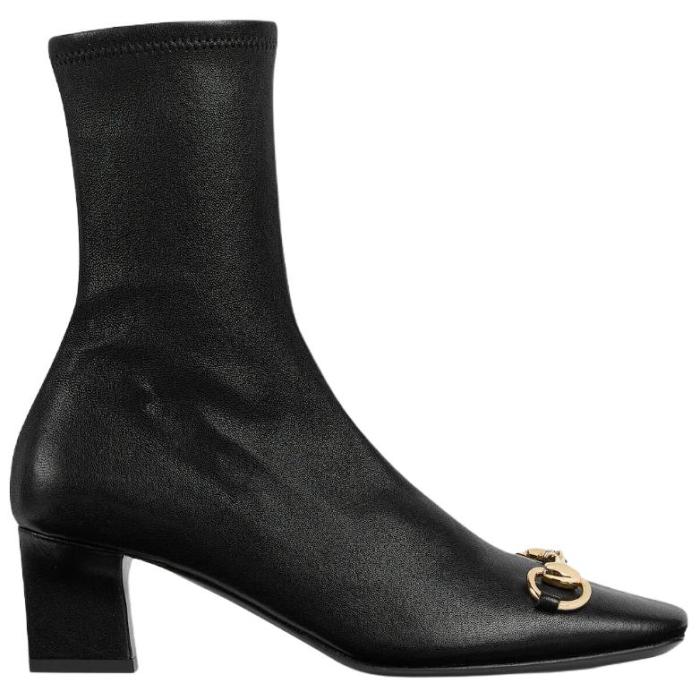 GUCCI La Familia Signora Leather Ankle Boots 5.5cm Women's Black
