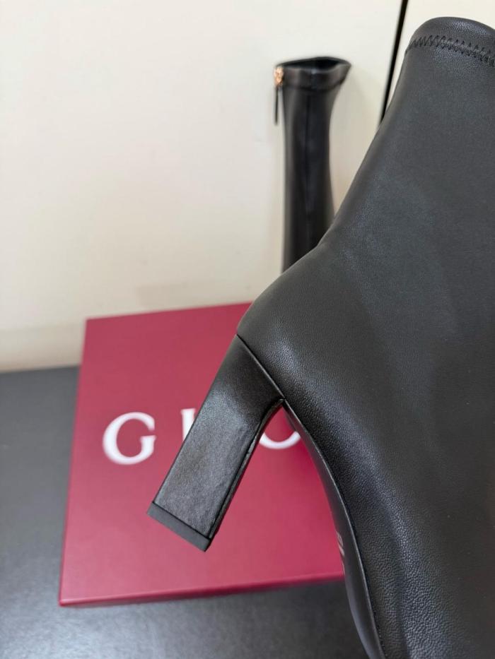 GUCCI La Familia Signora Leather Ankle Boots 5.5cm Women's Black