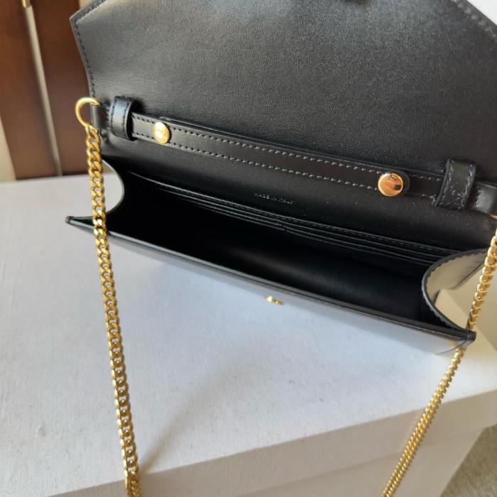 CELINE Margo Shiny Calfskin Shoulder Bag, Crossbody Bag, Wallet Regular Women's Black 10L033DPV-38NO L19.5*W4*H13 cm