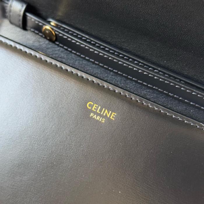 CELINE Margo Shiny Calfskin Shoulder Bag, Crossbody Bag, Wallet Regular Women's Black 10L033DPV-38NO L19.5*W4*H13 cm