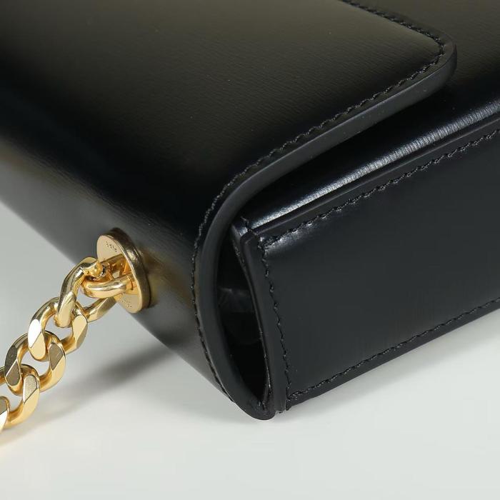 CELINE Claude Shiny Calfskin Crossbody Bag, Shoulder Bag Regular Women's Black 115203BF4-38NO L20.5*W4*H11.5 cm