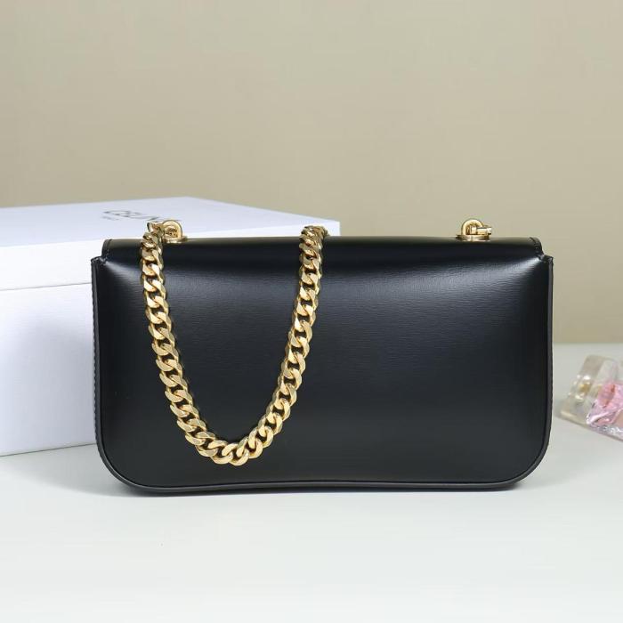 CELINE Claude Shiny Calfskin Crossbody Bag, Shoulder Bag Regular Women's Black 115203BF4-38NO L20.5*W4*H11.5 cm