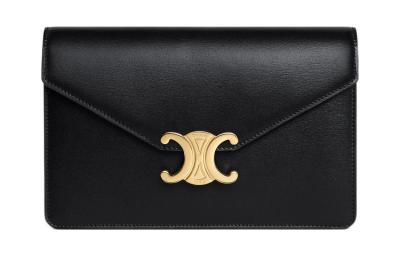 CELINE Margo Shiny Calfskin Shoulder Bag, Crossbody Bag, Wallet Regular Women's Black 10L033DPV-38NO L19.5*W4*H13 cm