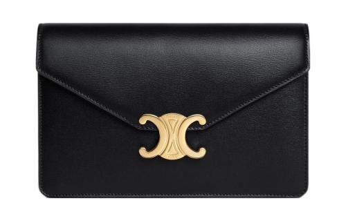CELINE Margo Shiny Calfskin Shoulder Bag, Crossbody Bag, Wallet Regular Women's Black 10L033DPV-38NO L19.5*W4*H13 cm
