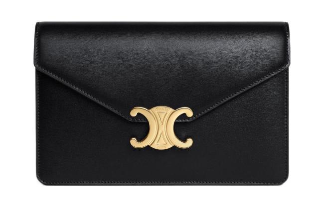 CELINE Margo Shiny Calfskin Shoulder Bag, Crossbody Bag, Wallet Regular Women's Black 10L033DPV-38NO L19.5*W4*H13 cm