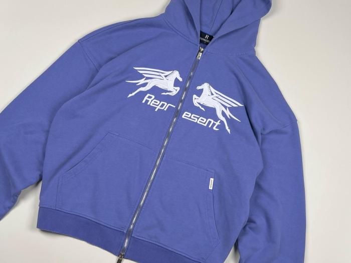 Represent 247 Sweatshirts Men's Indigo Hooded Non Detachable Moderate