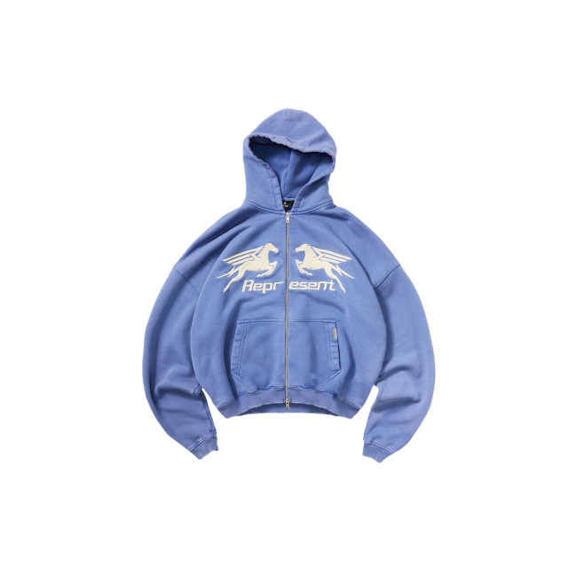 Represent 247 Sweatshirts Men's Indigo Hooded Non Detachable Moderate